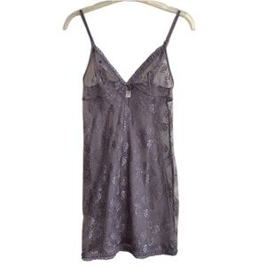 LA PERLA MALIZIA Mauve Grey Lace Slip Chemise Negligee